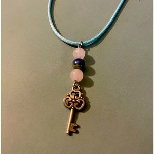 Chrysocolla & Rose Quartz Key necklace